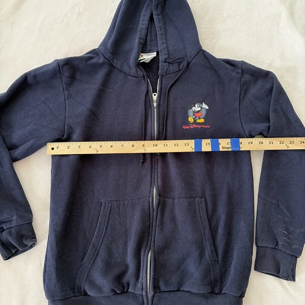 Walt Disney World Vintage Zip Up Sweatshirt Adult Medium With Hood Mickey Mouse